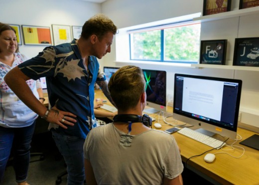 (left to right) Alison Pemberton, Danny Jones & Jared Lafone-Hill in an Interactive Digital Design Class.