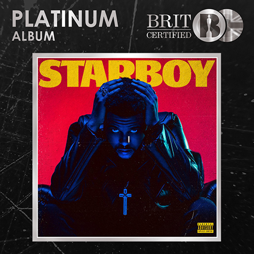 The Weeknd's album 'Starboy' is BRIT Certified Platinum