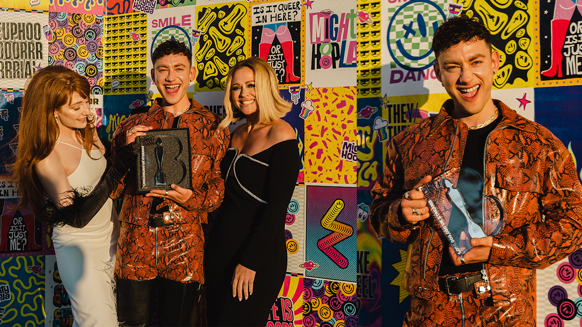 Olly Alexander receives a BRIT Billion Award for Years & Years at Mighty Hoopla 