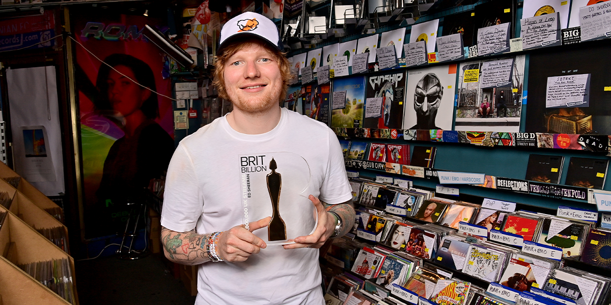 Ed Sheeran becomes the first British artist to receive a BRIT Billion Award for 10 Billion UK streams 