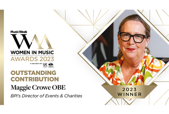 Maggie Crowe OBE honoured at the Music Week Women in Music Awards