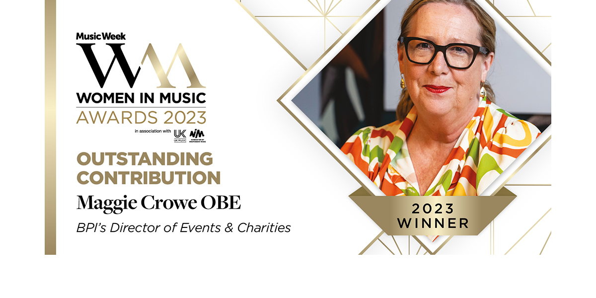 Maggie Crowe OBE honoured at the Music Week Women in Music Awards